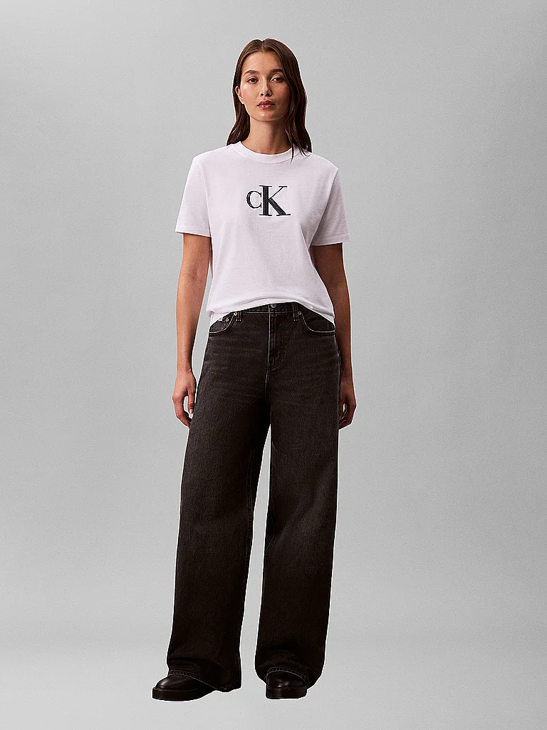 Calvin Klein Jeans T-shirt à Manches Courtes Lv047b224g Bright White S Femme 6